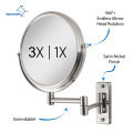 Wall Mounted Two-Sided Makeup Mirror, 6 Inch Double Sided 1X/3X Vanity Magnifying Mirror for Bathroom Brushed Nickel